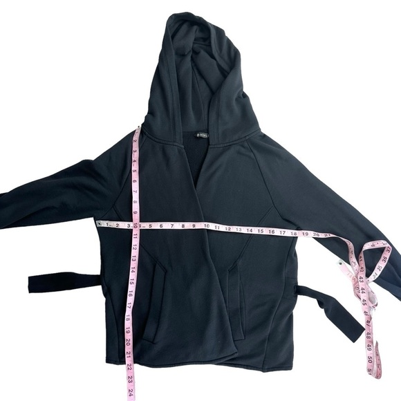 Athleta black open cardigan jacket sweatshirt soft hoodie rear tie small active - Picture 14 of 15